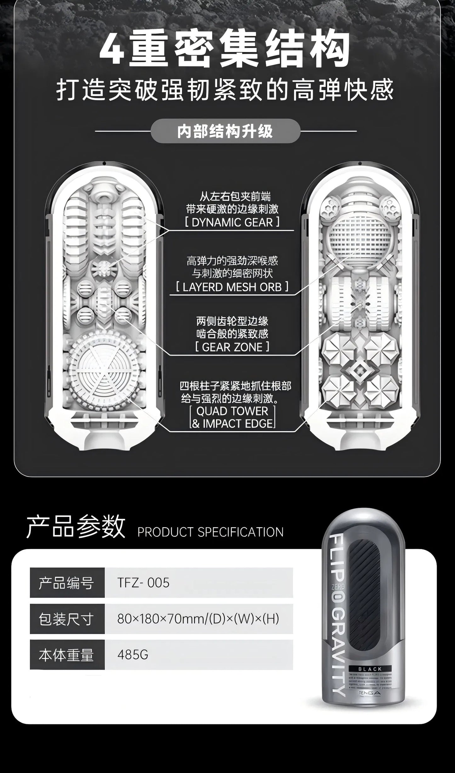 日本TENGA FLIP ZERO 异次元手动飞机杯